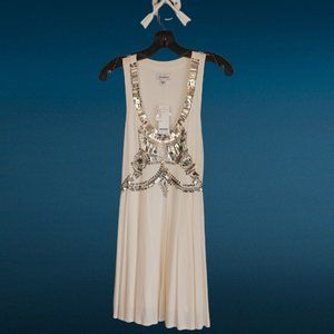 🆕BEBE • XS • Veronica dress women's white sequin sleeveless date night sexy NWT